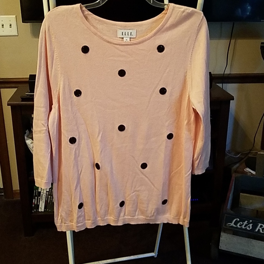 Pink polka dot embellished sweater